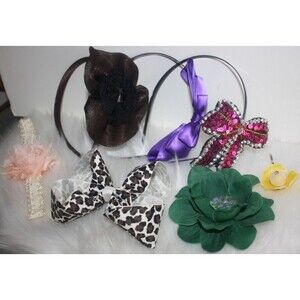 Lot of 7 Girls Hair Accessories Headbands Bows Clips Colorful NIP